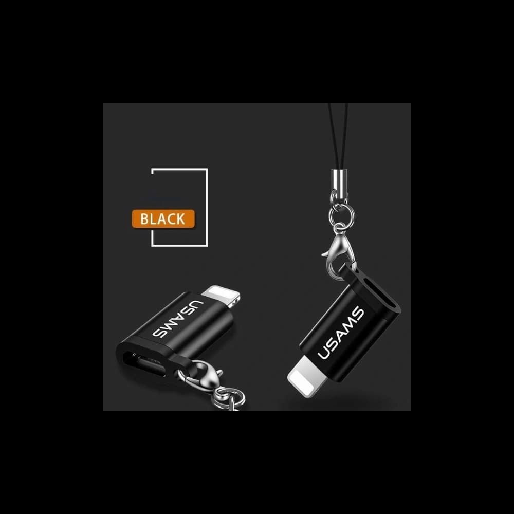 USAMS US-SJ152 microUSB / Lightning adapter pánttal fekete - 1