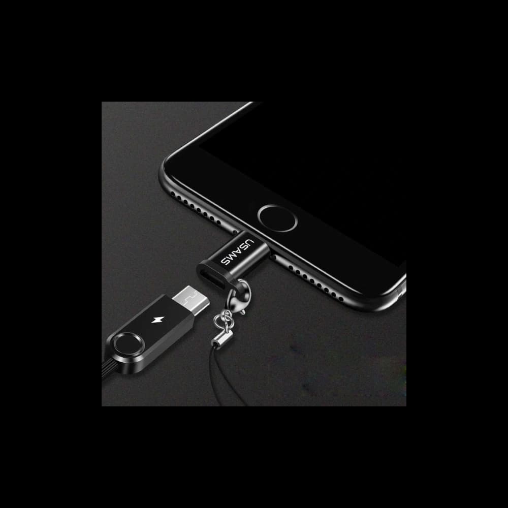 USAMS US-SJ152 microUSB / Lightning adapter pánttal fekete - 2