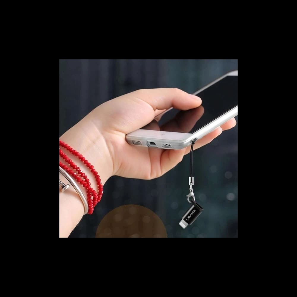 USAMS US-SJ152 microUSB / Lightning adapter pánttal fekete - 3