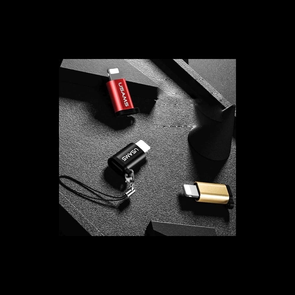USAMS US-SJ152 microUSB / Lightning adapter pánttal fekete - 4