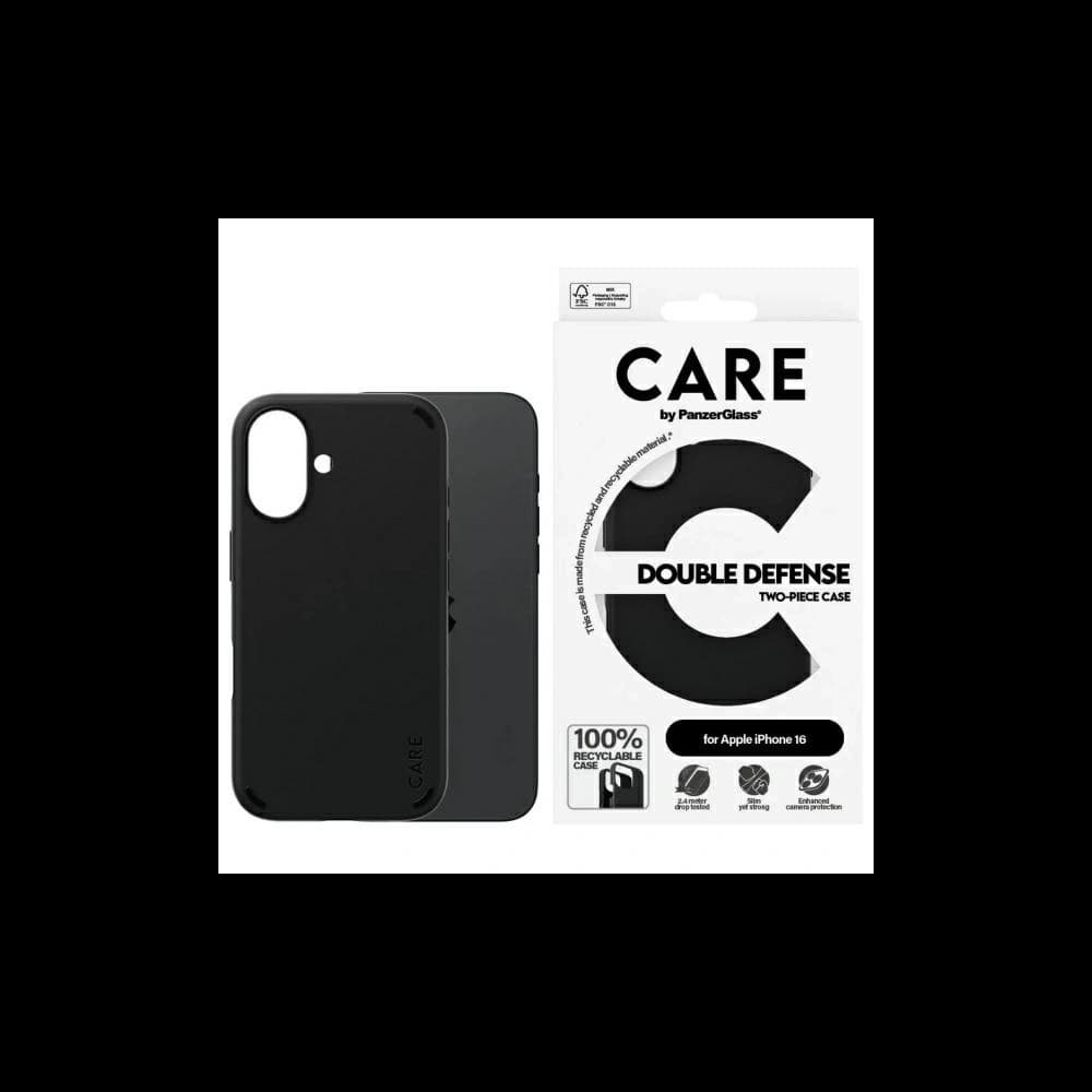 CARE de la PanzerGlass Carcasă Double Defense pentru Apple iPhone 16 neagră - 1