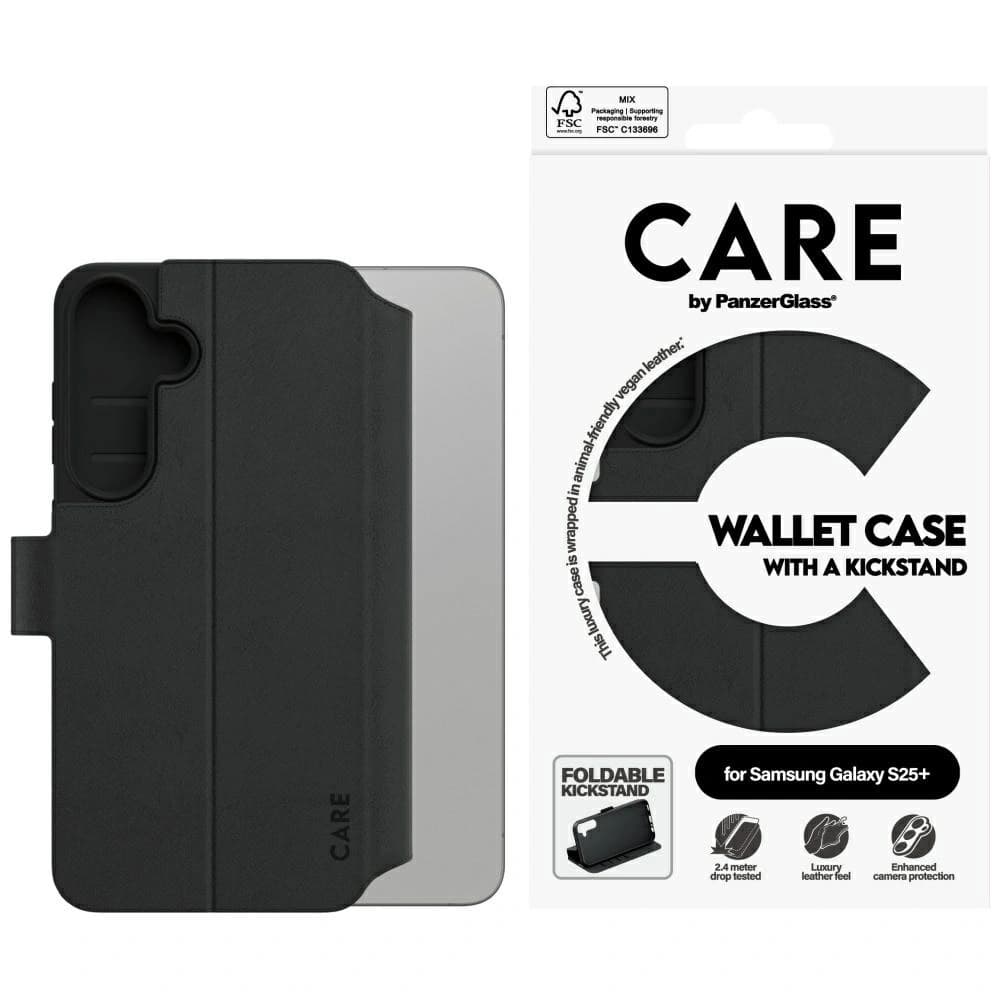 CARE von PanzerGlass Feature Wallet Kickstand Samsung Galaxy S25+ Plus schwarz - 1