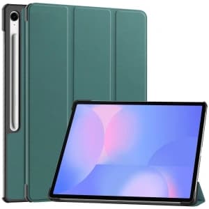 Etui z klapką Bizon Case Tab Croc do Samsung Galaxy Tab S10 FE+ Plus ciemnozielone