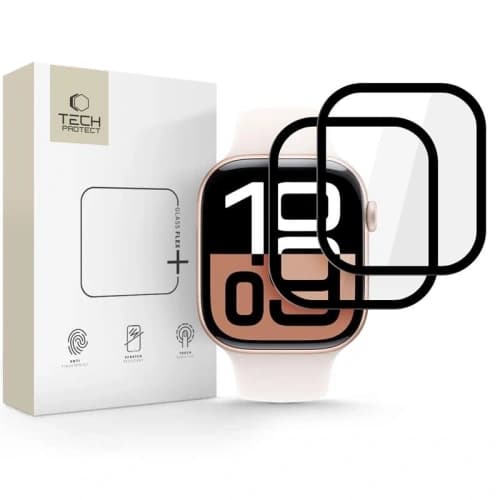 Hibrid üveg Tech-Protect Glass Flex+ az Apple Watch 10 / 11 42mm Fekete [2 PACK]
