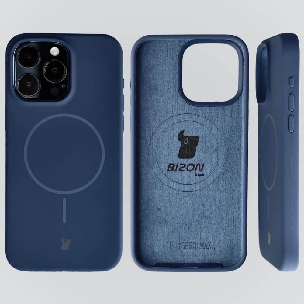 Silikonowe etui z pierścieniem magnetycznym Bizon Soft Case Magnetic do Apple iPhone 15 Pro Max granatowe - 5