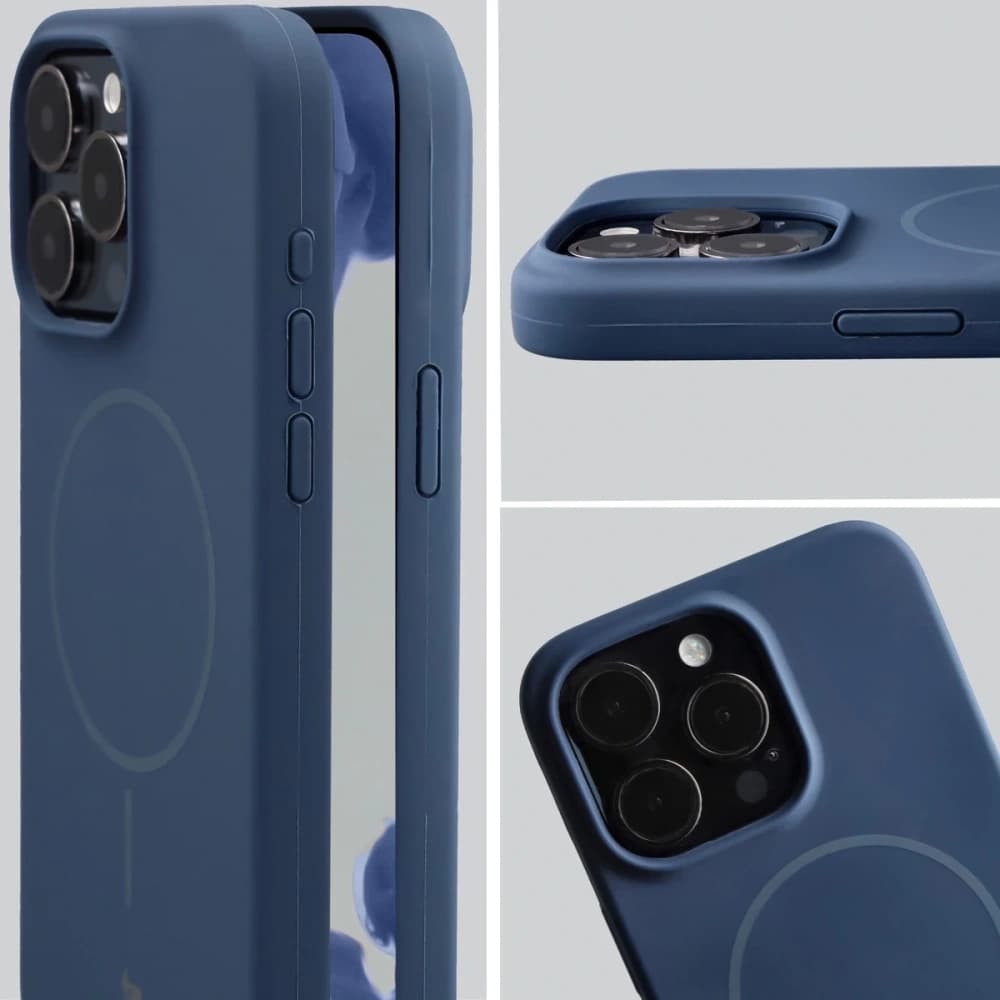 Silikonowe etui z pierścieniem magnetycznym Bizon Soft Case Magnetic do Apple iPhone 15 Pro Max granatowe - 6