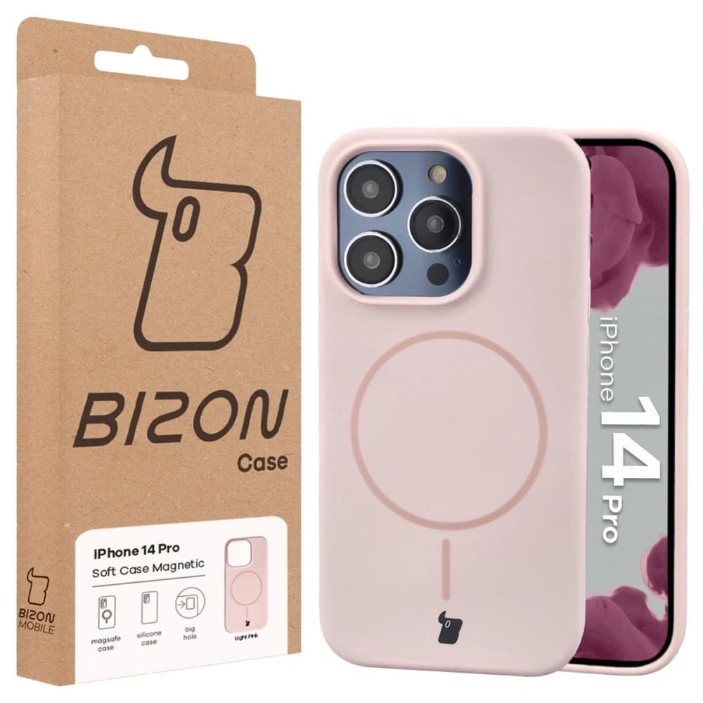 Silikonowe etui z pierścieniem magnetycznym Bizon Soft Case Magnetic do Apple iPhone 14 Pro jasnoróżowe - 8