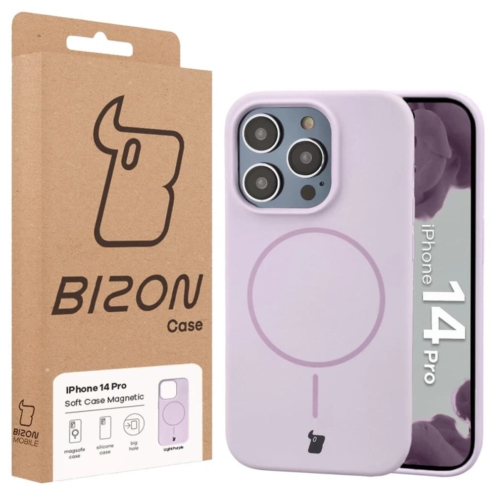Silikonowe etui z pierścieniem magnetycznym Bizon Soft Case Magnetic do Apple iPhone 14 Pro jasnofioletowe - 8