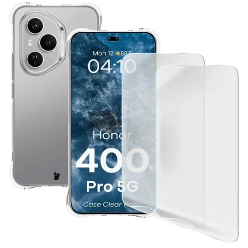 Bizon Case Clear Pack pouzdro + 2x ochranná fólie na displej Honor 400 Pro