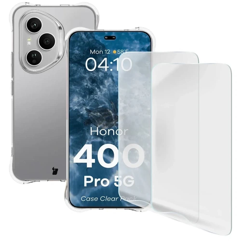 Bizon Case Clear Pack case + 2x screen film Honor 400 Pro - 1