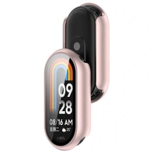 Bizon Case+Glass Watch Xiaomi Smart Band 10 light pink