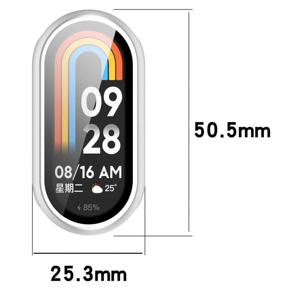 Bizon Case+Glass Uhr Xiaomi Smart Band 10 Silber - 2