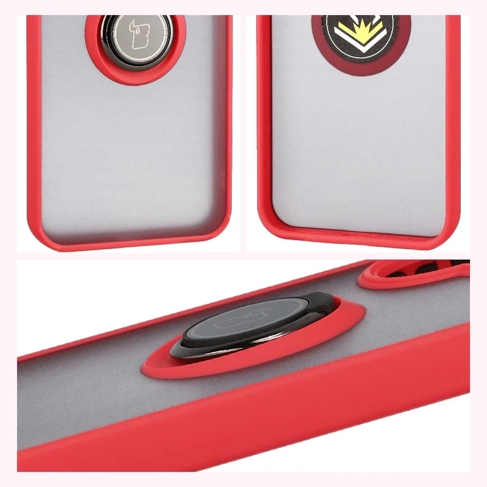Bizon Case Hybrid Ring Xiaomi POCO F7 rauchig mit rotem Rahmen - 4