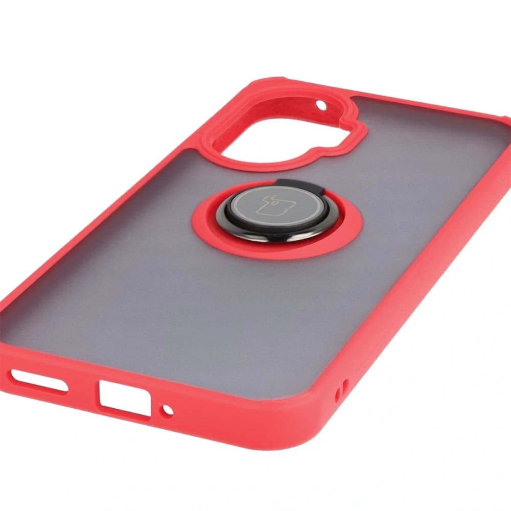 Bizon Case Hybrid Ring Xiaomi POCO F7 rauchig mit rotem Rahmen - 5