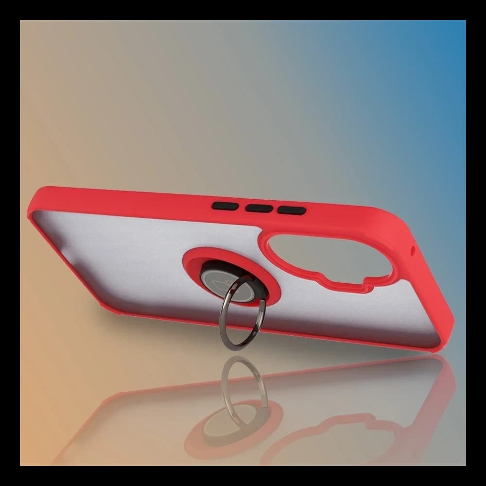 Bizon Case Hybrid Ring Xiaomi POCO F7 rauchig mit rotem Rahmen - 6