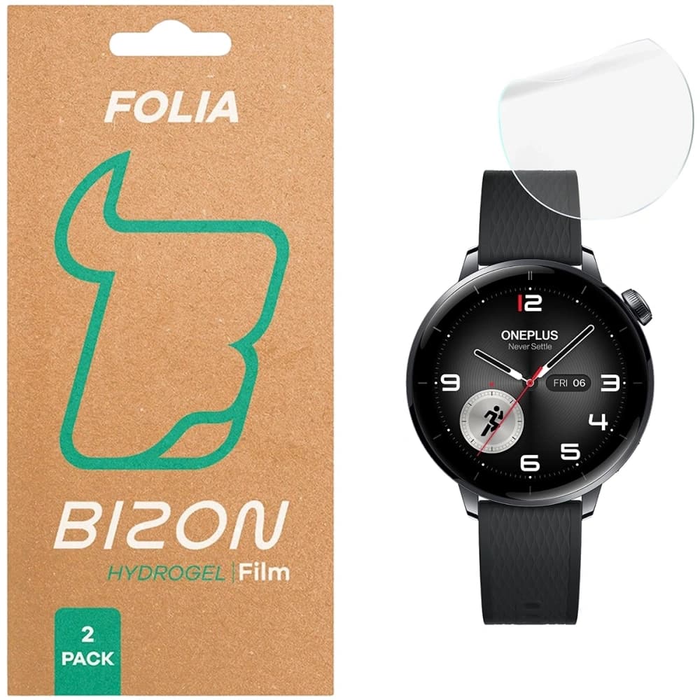 Folia hydrożelowa na ekran Bizon Glass Watch Hydrogel Duo do OnePlus Watch 3 43mm [2 PACK] - 1