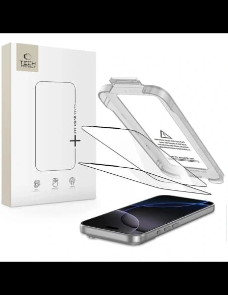 Szkło hartowane Tech-Protect Quick Set+ do Apple iPhone 17 Pro Max Black [2 PACK]