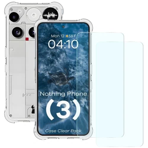 Bizon Case Clear Pack Hülle + 2x gehärtetes Glas für Nothing Phone (3)