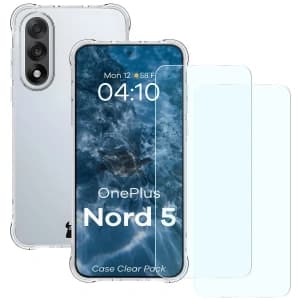 Bizon Case Clear Pack + 2x sticlă securizată OnePlus Nord 5