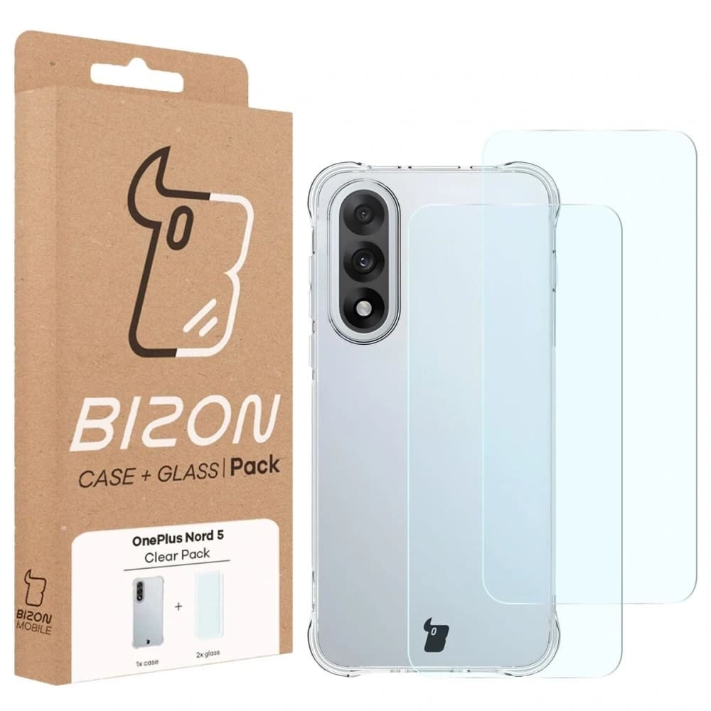 Bizon Case Clear Pack case + 2x tempered glass OnePlus Nord 5 - 9