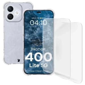 Bizon Case Clear Pack case + 2x screen film Honor 400 Lite