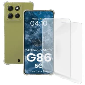 Bizon Case Clear Pack tok + 2x kijelzőfólia Motorola Moto G86 5G-hez