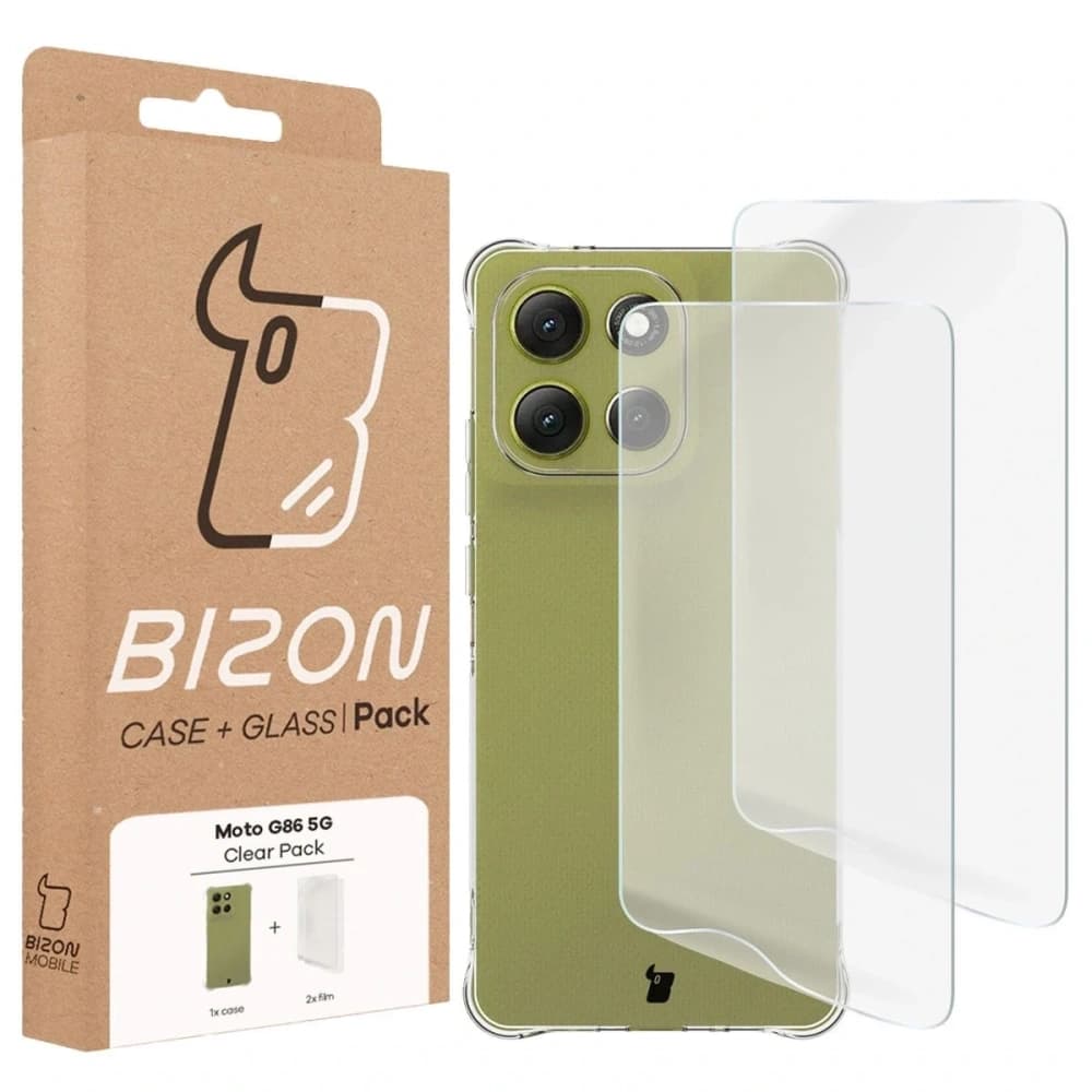 Bizon Case Clear Pack tok + 2x kijelzőfólia Motorola Moto G86 5G-hez - 9
