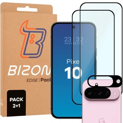 BIZON Edge Pack 2x kijátszó üveg + kamera üveg Google Pixel 10-hez