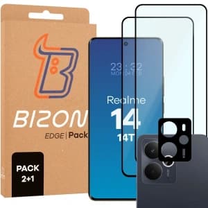 BIZON Edge Pack 2x Bildschirmglas + Kameraglas Realme 14 5G / 14T 5G