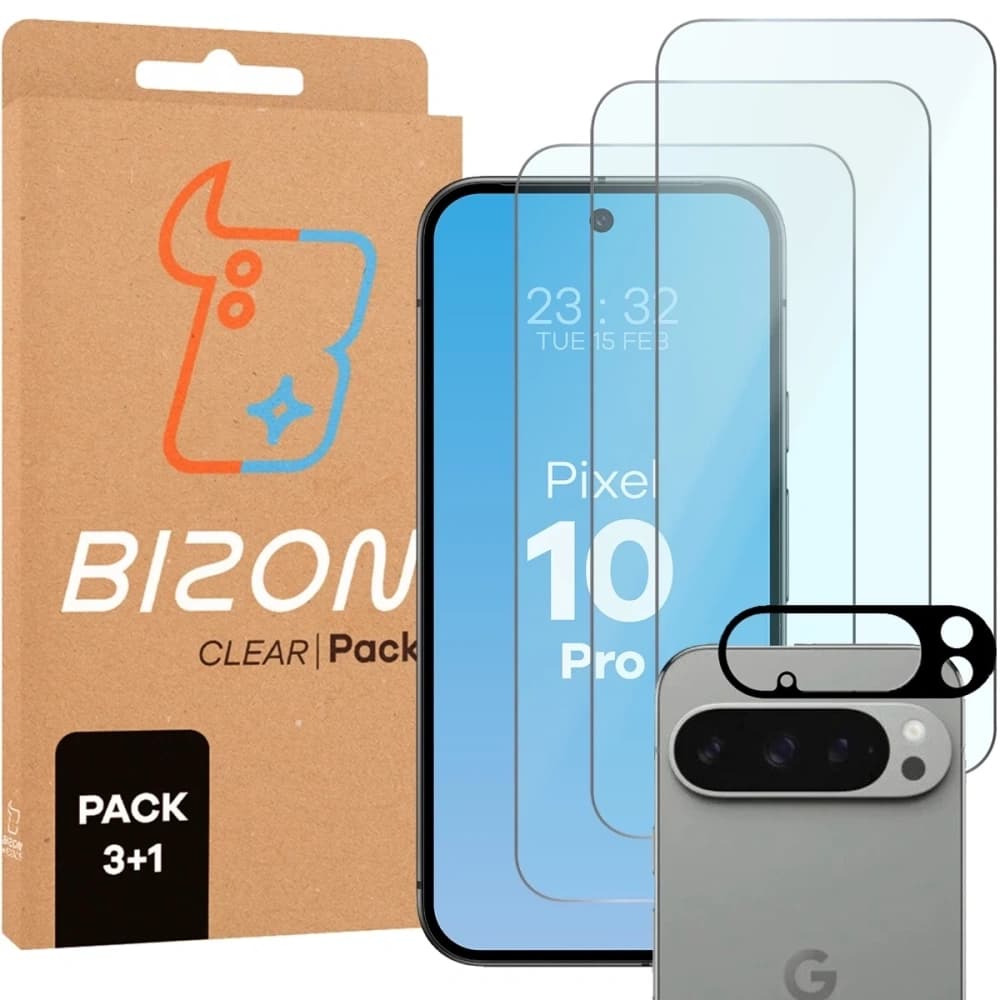 Bizon Glass Clear Pack 3x kijátszó üveg + kamera üveg Google Pixel 10 Pro-hoz - 1