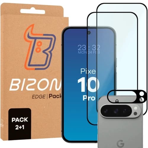 BIZON Edge Pack 2x screen glass + camera glass Google Pixel 10 Pro