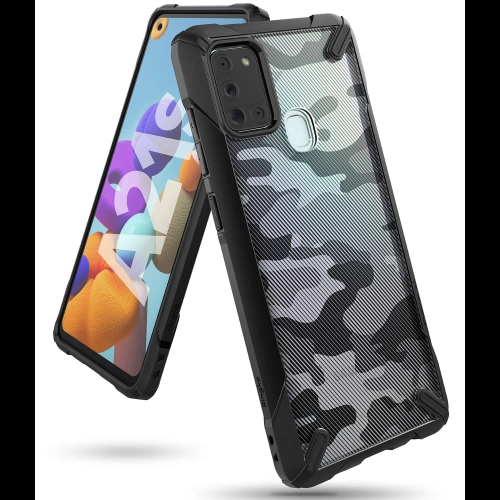 Etui Ringke Fusion-X Samsung Galaxy A21s Camo (Moro) Negru - 1