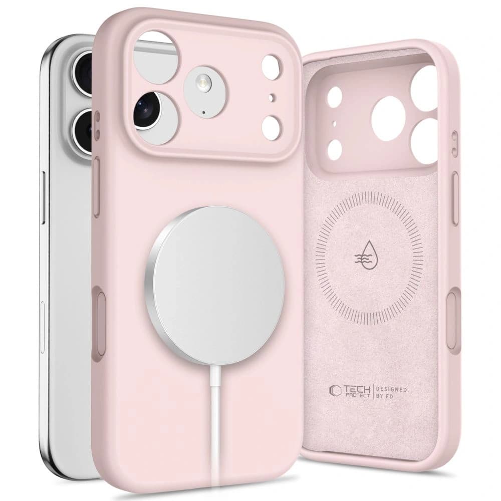 Tech-Protect silikonový MagSafe pro Apple iPhone 17 Pro Pink Pearl - 1