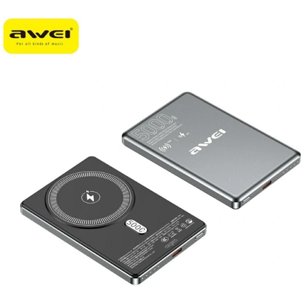 AWEI PA-30 5000mAh 20W Powerbank MagSafe šedý - 1