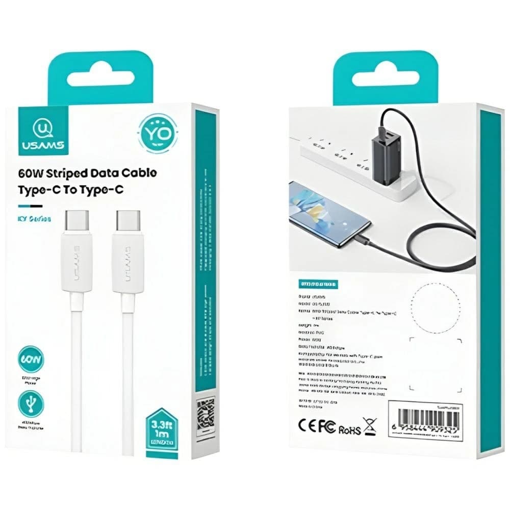 USAMS KY Series US-SJ696 60W USB-C / USB-C kabel 2m bílý - 15