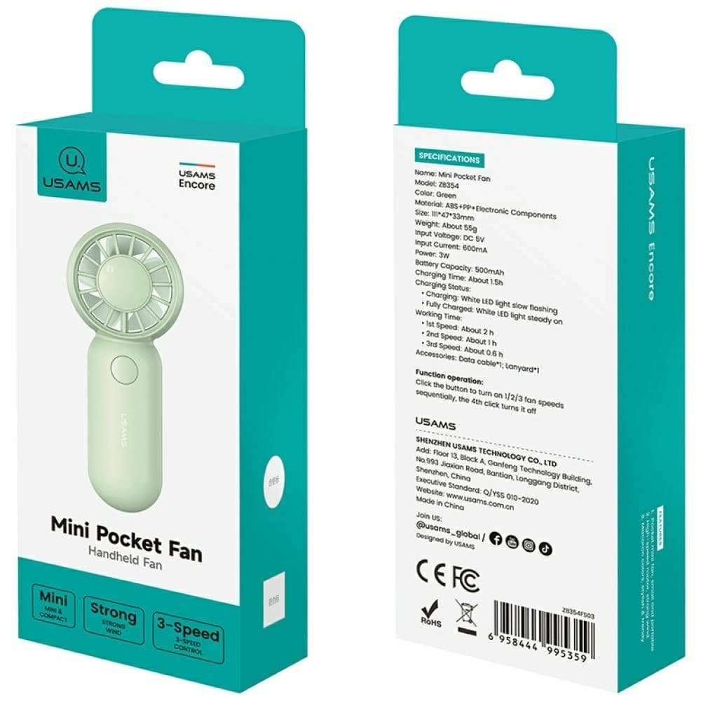 USAMS Mini Pocket Ventilátor ZB354 rózsaszín - 12