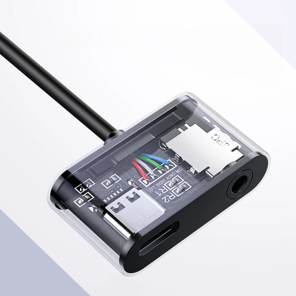 UGREEN CM193 50596 dual-port audio adapter USB-C (male) - mini jack 3.5mm / USB-C (female) gray - 5