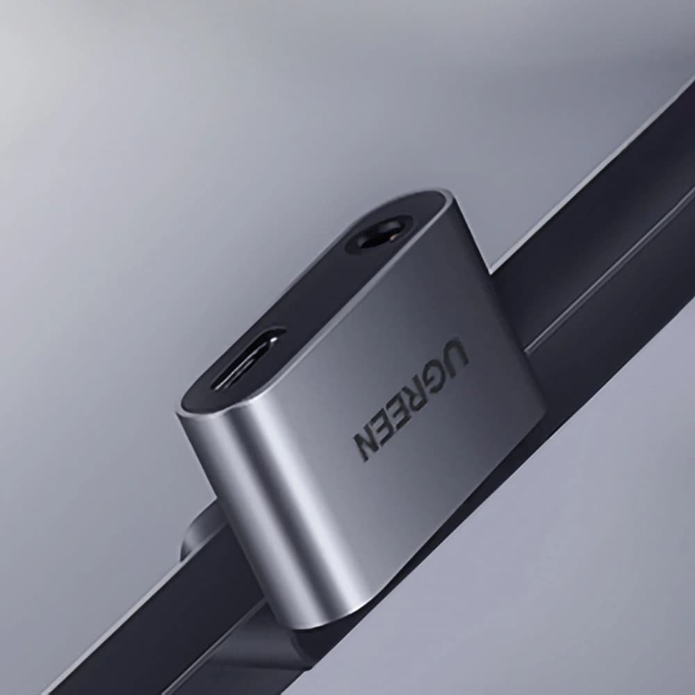 UGREEN CM193 50596 dual-port audio adapter USB-C (male) - mini jack 3.5mm / USB-C (female) gray - 8