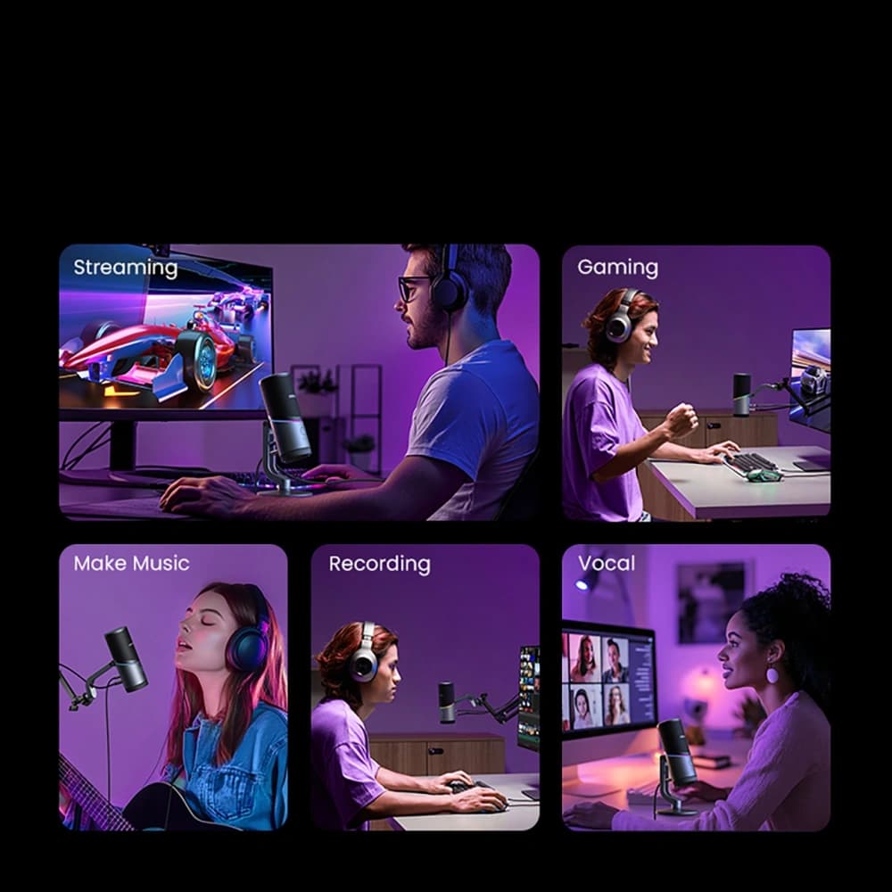 Microfon de birou UGREEN CM769 USB-A RGB LED argintiu - 12