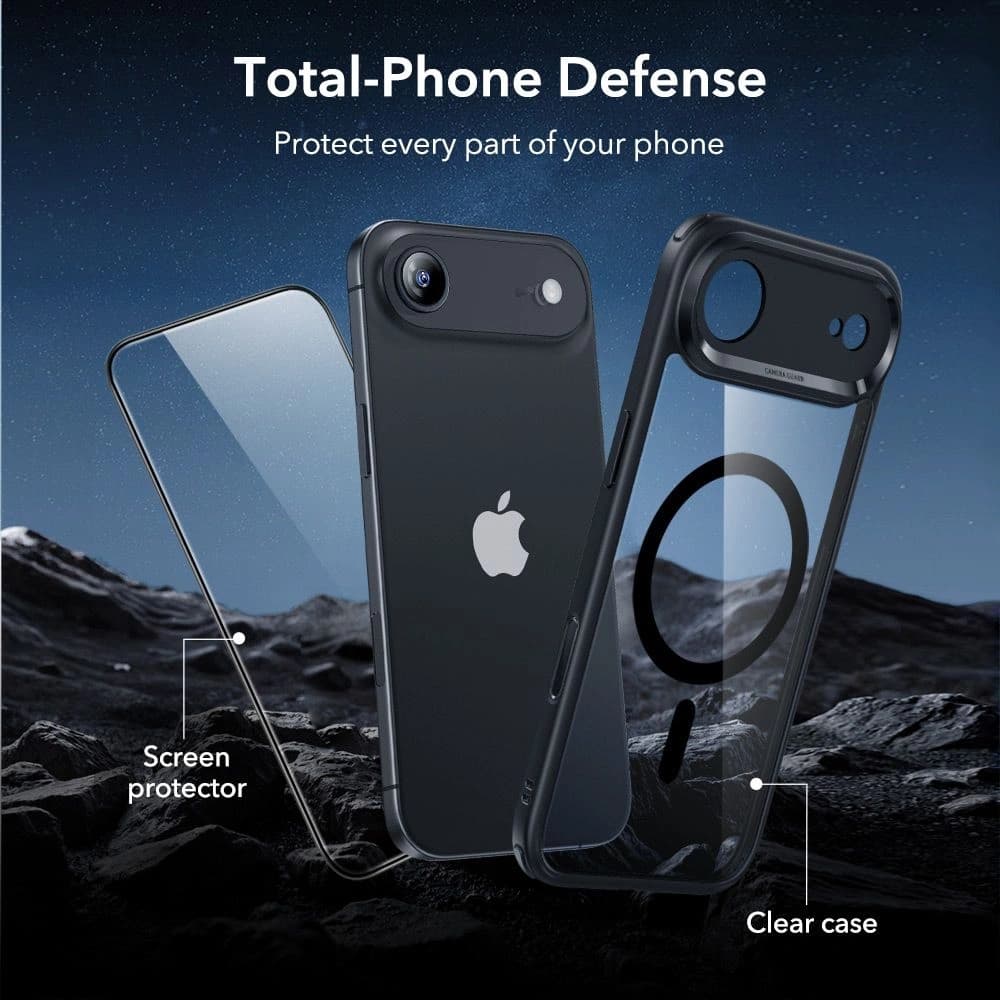 Set ESR husă + sticlă de protecție Classic Hybrid MagSafe & Tempered Glass pentru Apple iPhone Air Clear/negru - 5