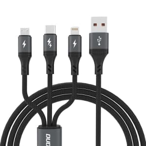 Dudao L3E 3in1 Kabel 60W USB-A / MicroUSB, USB-C, Lightning 1,2m schwarz
