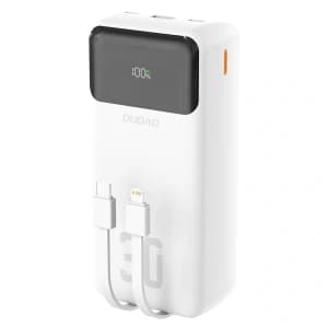 Powerbank Dudao K15MAX 30000mAh PD 22.5W mit integrierten USB-C- und Lightning-Kabeln, weiß