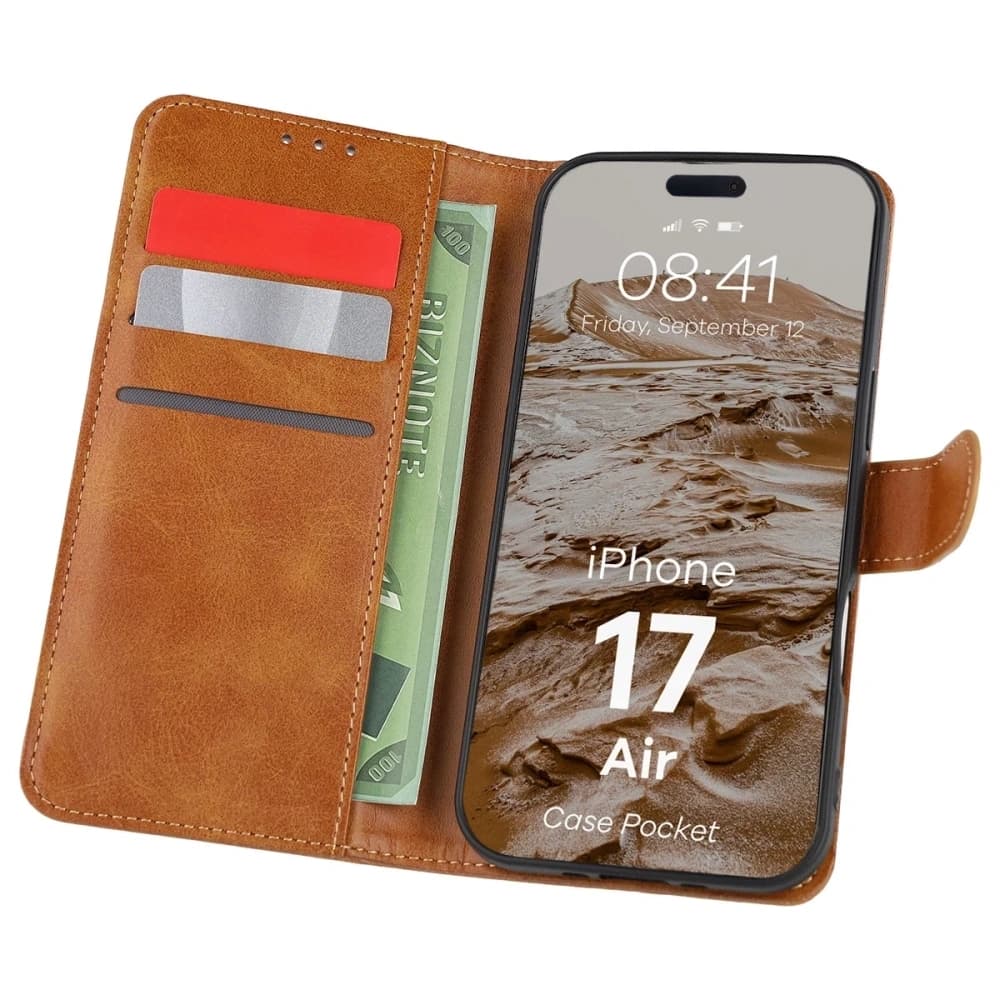 Etui z klapką Bizon Case Pocket do Apple iPhone Air brązowe - 1