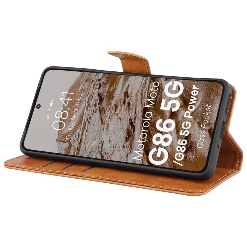 Bizon Case Tasche Motorola Moto G86 5G / G86 Power 5G braun - 5
