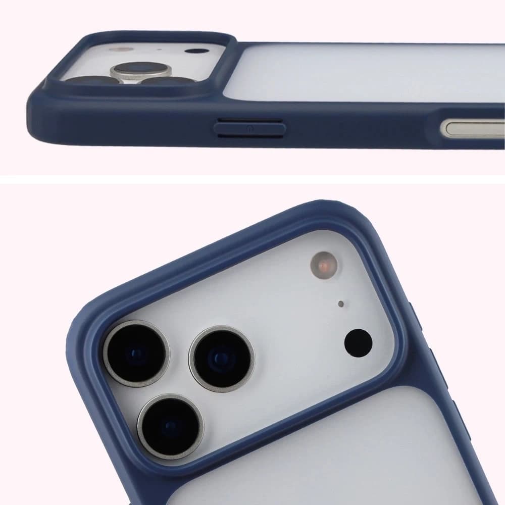 Bizon Case Angelo Apple iPhone 17 Pro Max semi-transparent mit einem navyblauen Rahmen - 3