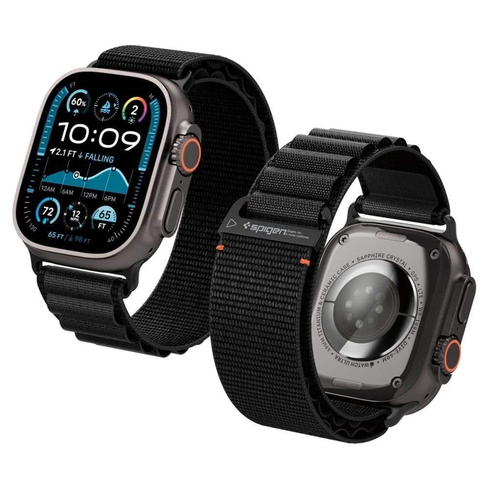 Spigen WBF1 Szíj Apple Watch 6/7/8/9/10/SE/Ultra 1/2 44/45/46/49mm Fekete - 1
