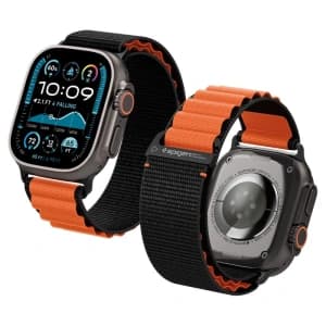 Spigen WBF1 Szíj Apple Watch 6/7/8/9/10/SE/Ultra 1/2 44/45/46/49mm Fekete/narancs