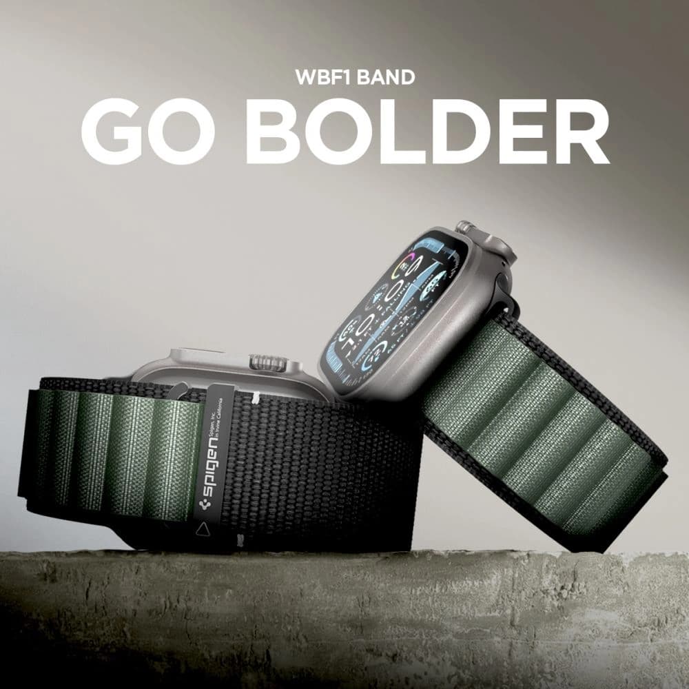 Spigen WBF1 Szíj Apple Watch 6/7/8/9/10/SE/Ultra 1/2 44/45/46/49mm Fekete/zöld - 11