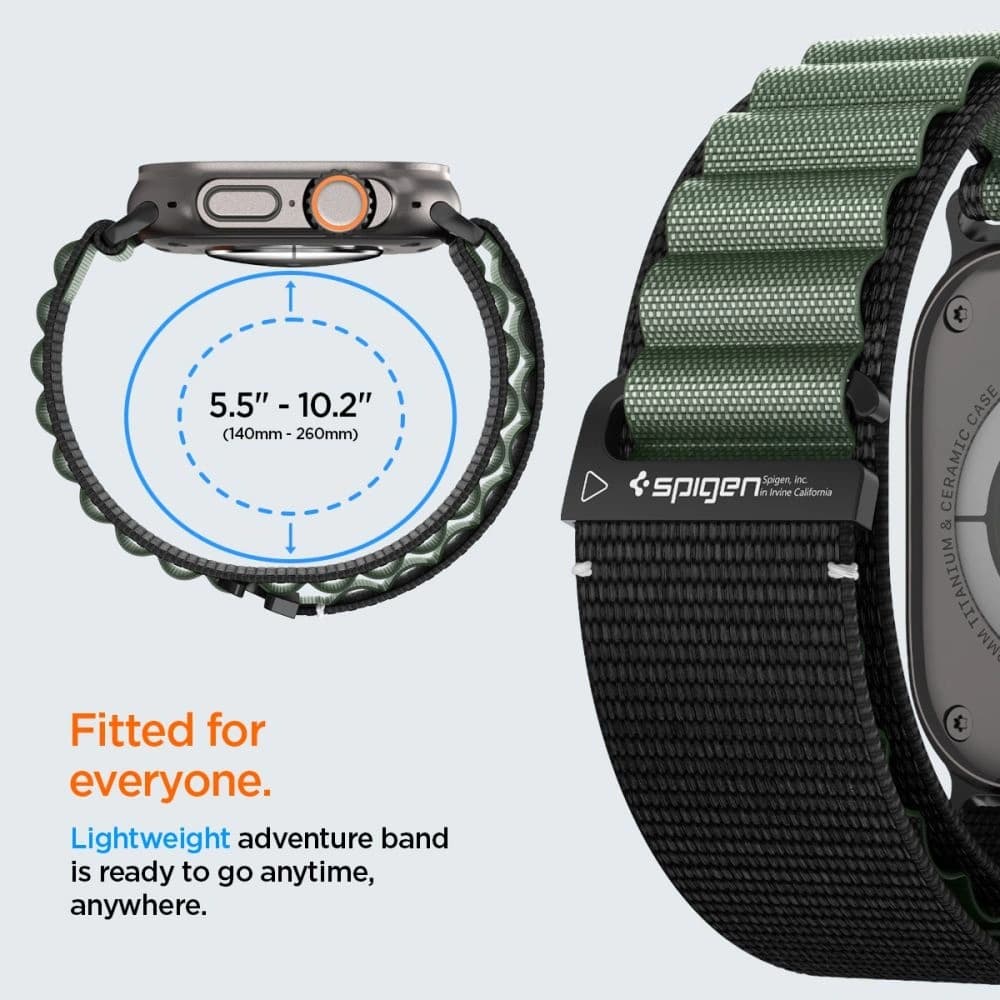 Spigen WBF1 Szíj Apple Watch 6/7/8/9/10/SE/Ultra 1/2 44/45/46/49mm Fekete/zöld - 12