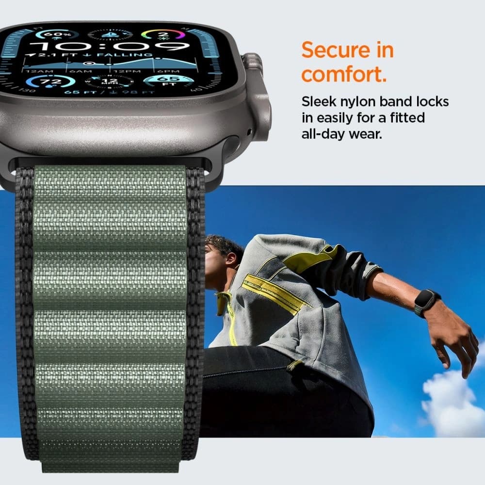 Spigen WBF1 Szíj Apple Watch 6/7/8/9/10/SE/Ultra 1/2 44/45/46/49mm Fekete/zöld - 13